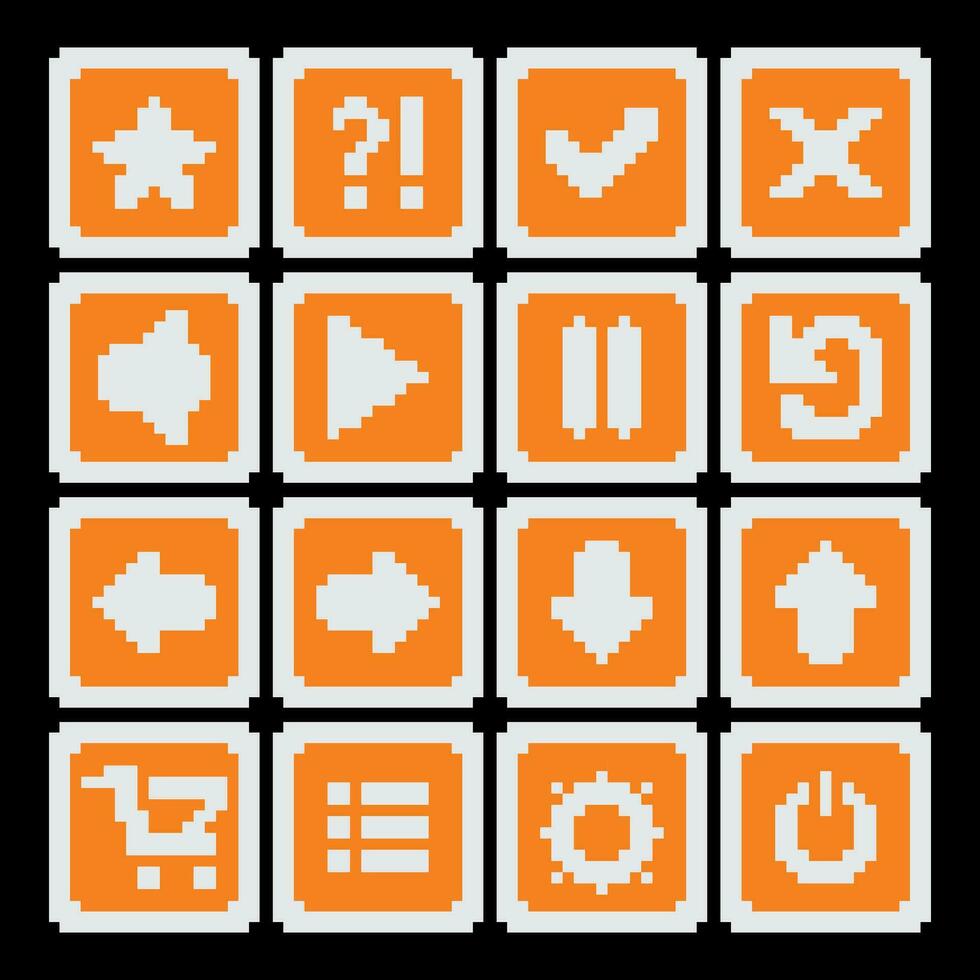 pixel icon game set vector