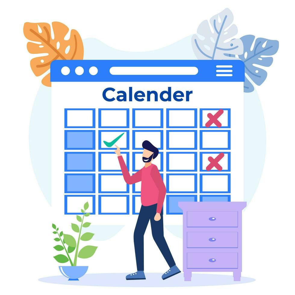 Illustration vector graphic cartoon character of business schedule