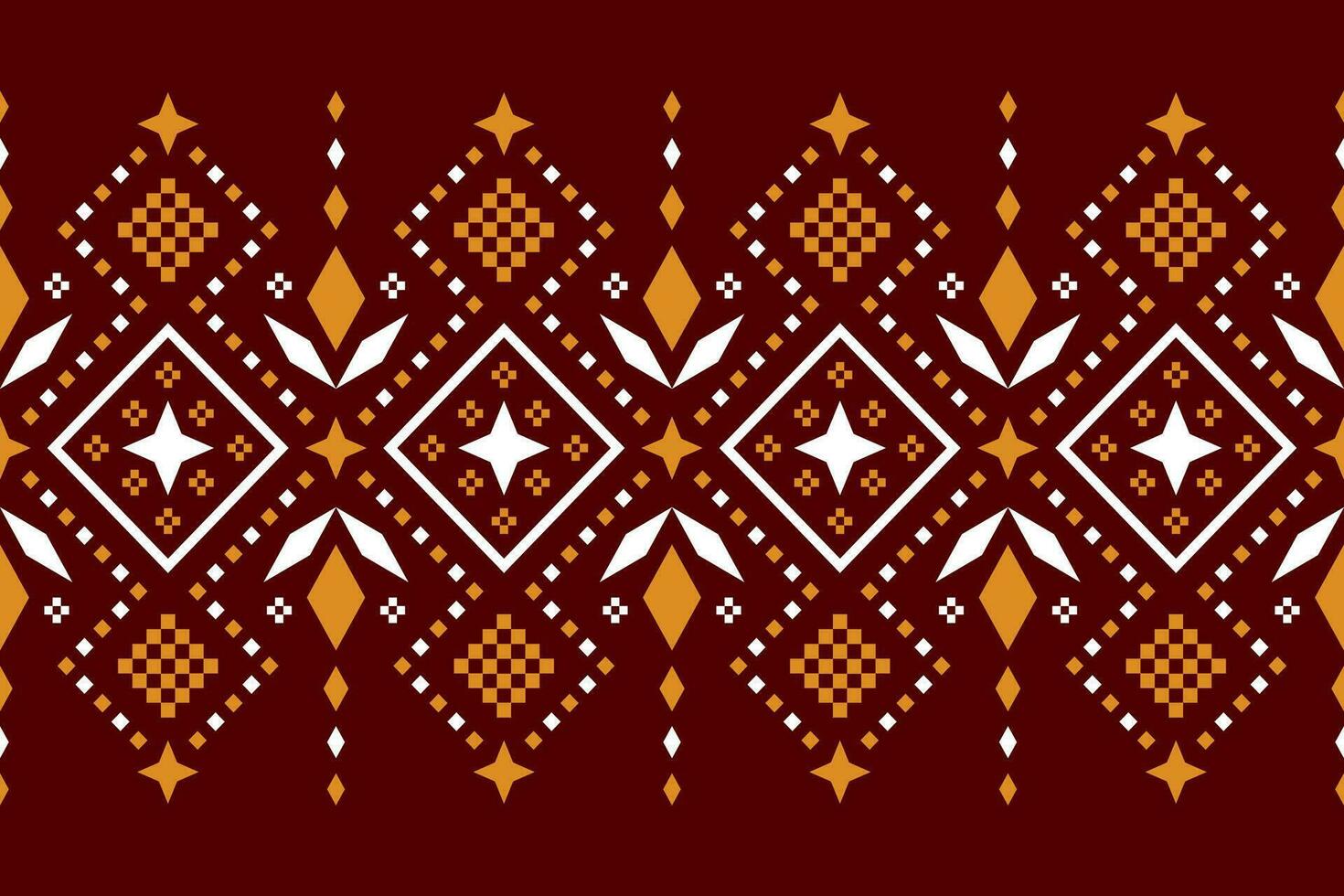 Red Cross stitch colorful geometric traditional ethnic pattern Ikat seamless pattern abstract design for fabric print cloth dress carpet curtains and sarong Aztec African Indian Indonesian vector