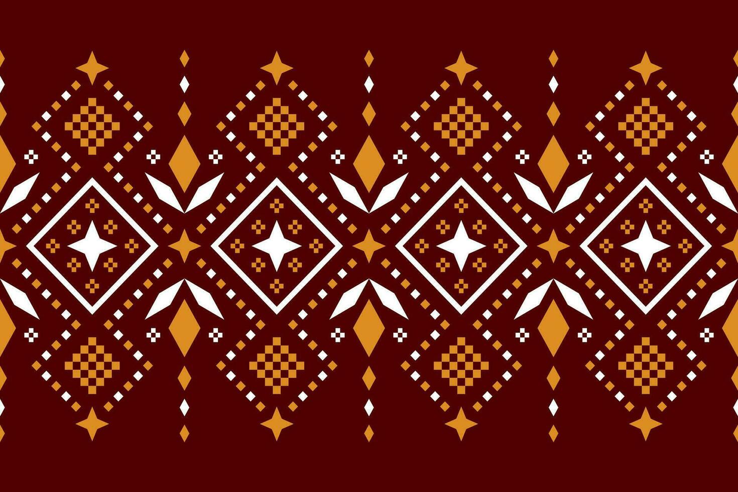 Red Cross stitch colorful geometric traditional ethnic pattern Ikat seamless pattern abstract design for fabric print cloth dress carpet curtains and sarong Aztec African Indian Indonesian vector