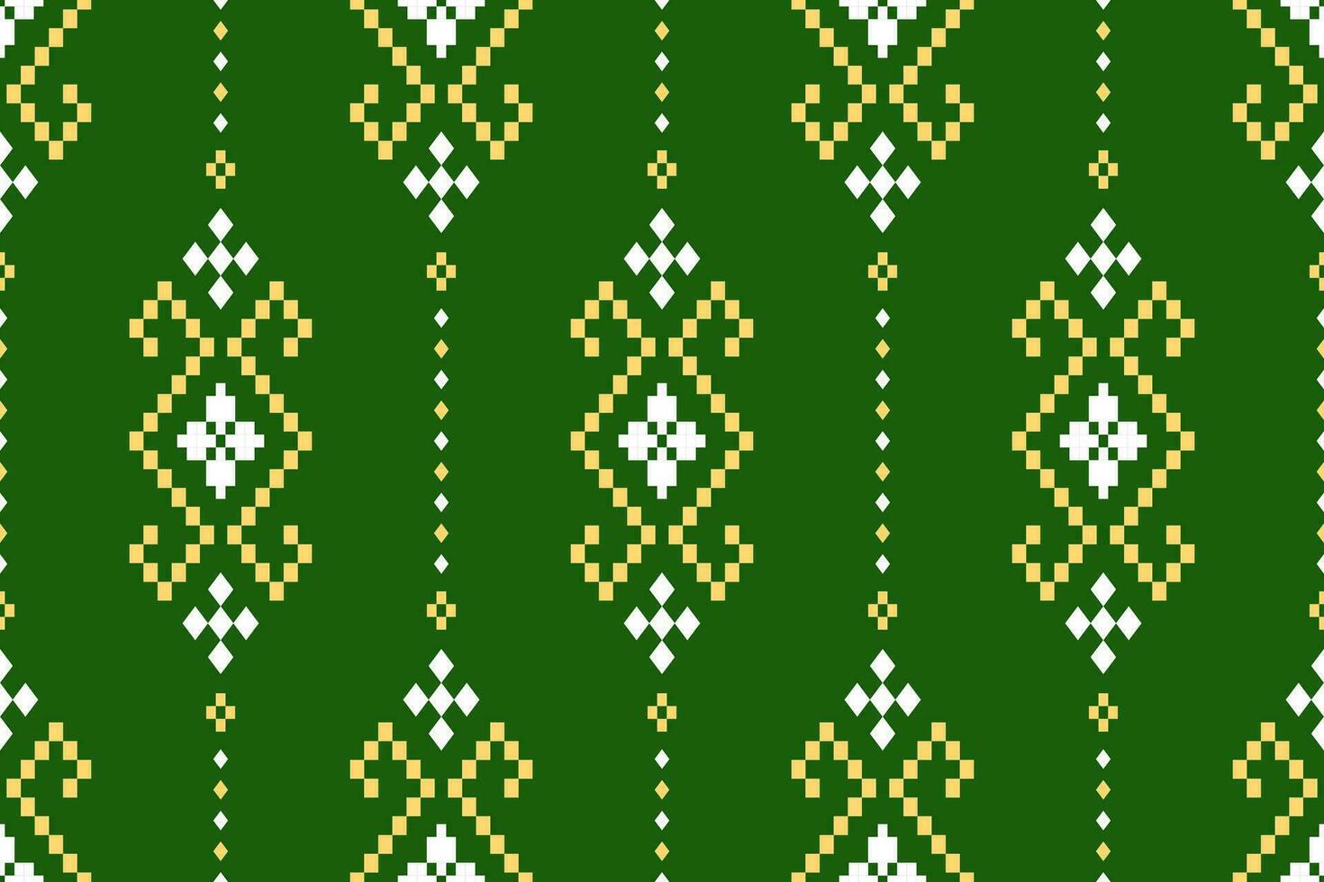 verde cruzar puntada vistoso geométrico tradicional étnico modelo ikat sin costura modelo frontera resumen diseño para tela impresión paño vestir alfombra cortinas y pareo de malasia azteca africano indio indonesio vector