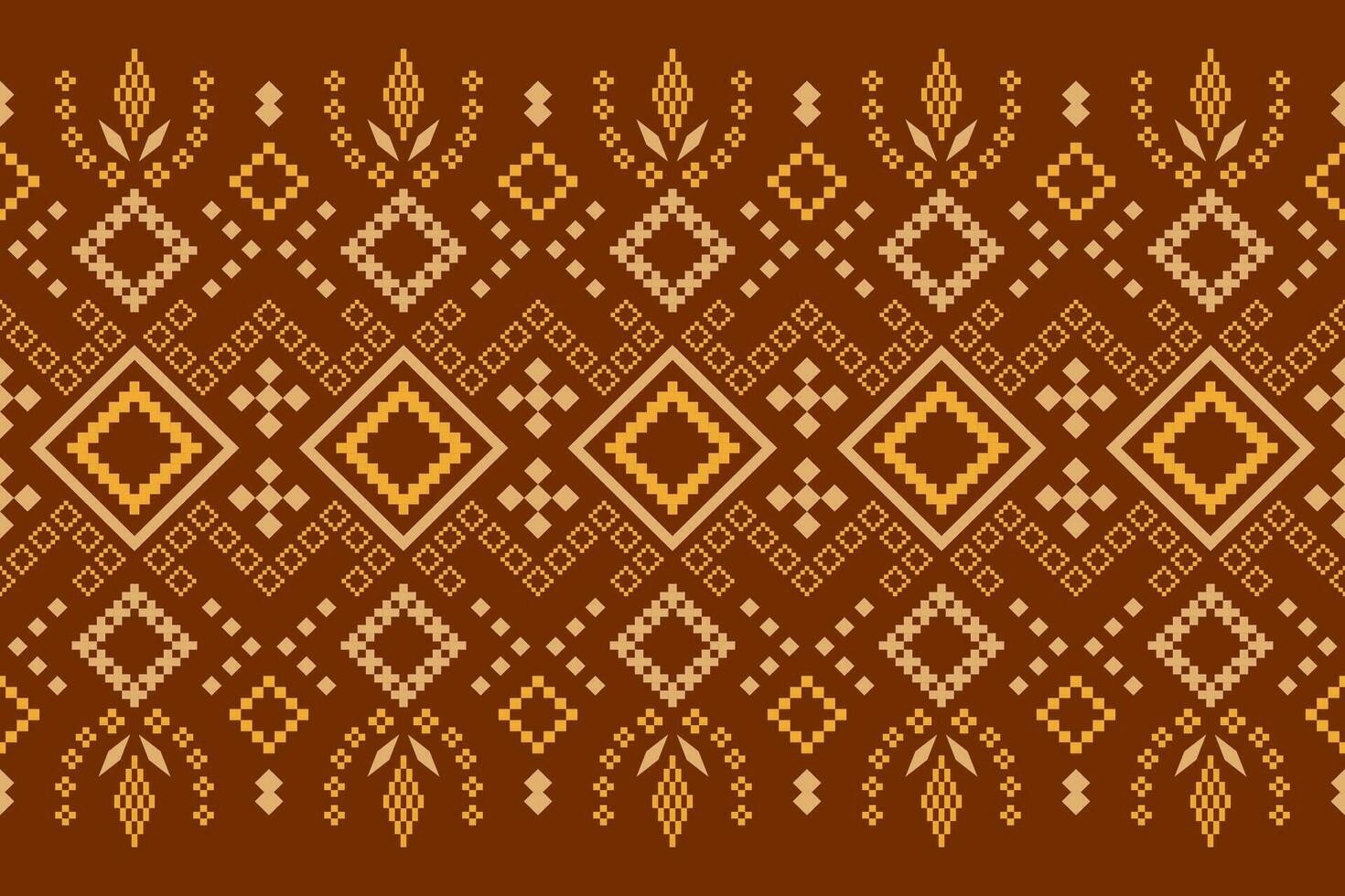 Nature vintages cross stitch traditional ethnic pattern paisley flower Ikat background abstract Aztec African Indonesian Indian seamless pattern for fabric print cloth dress carpet curtains and sarong vector