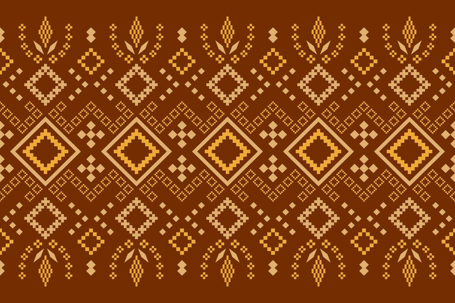 Nature vintages cross stitch traditional ethnic pattern paisley flower Ikat background abstract Aztec African Indonesian Indian seamless pattern for fabric print cloth dress carpet curtains and sarong vector