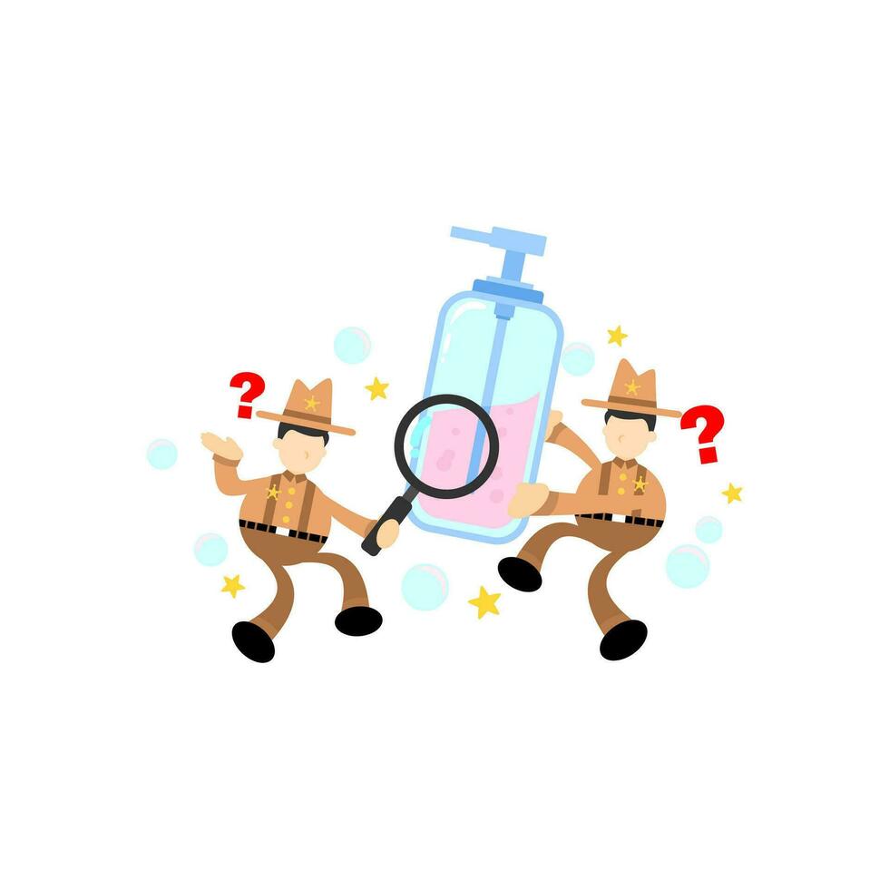 america cowboy and soap sanitizer hygene cartoon flat design illustration vector
