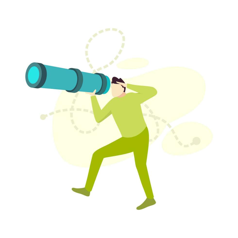 man using monocular telescope person character vector illustration flat design