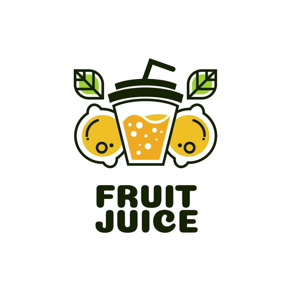 Juice cup drink orange lemon fruit smoothie cocktail logo concept design illustration vector