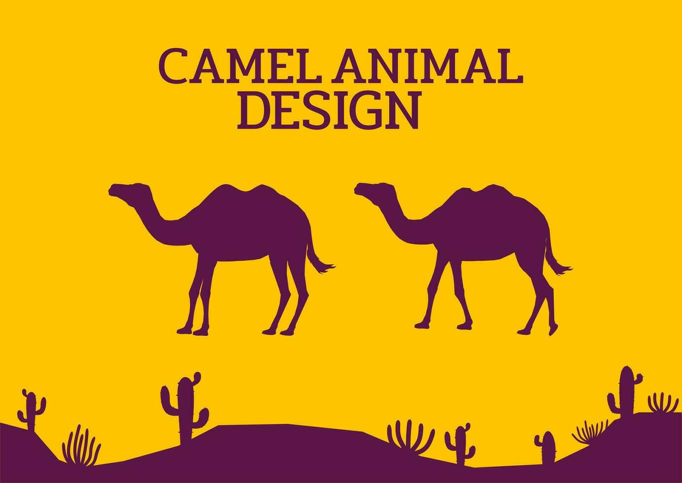 camello Desierto animal silueta plano diseño vector ilustración