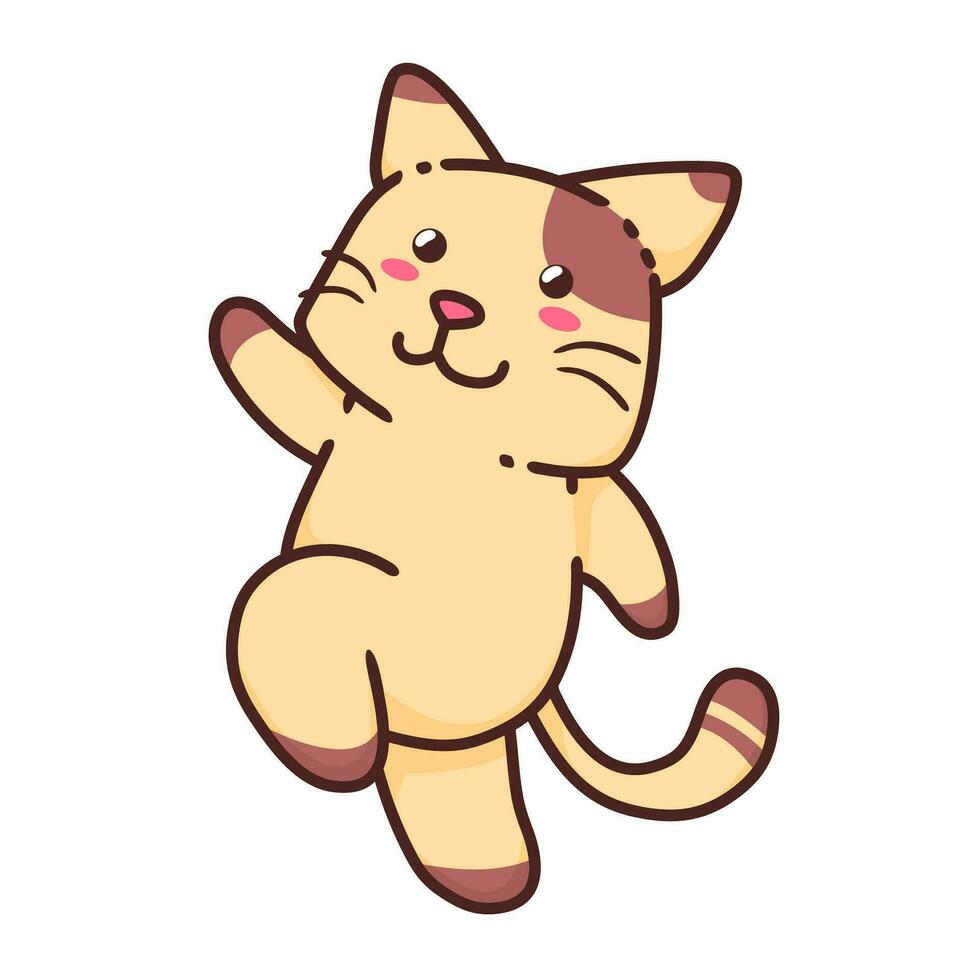 linda adorable contento marrón gato dibujos animados garabatear vector ilustración plano diseño estilo