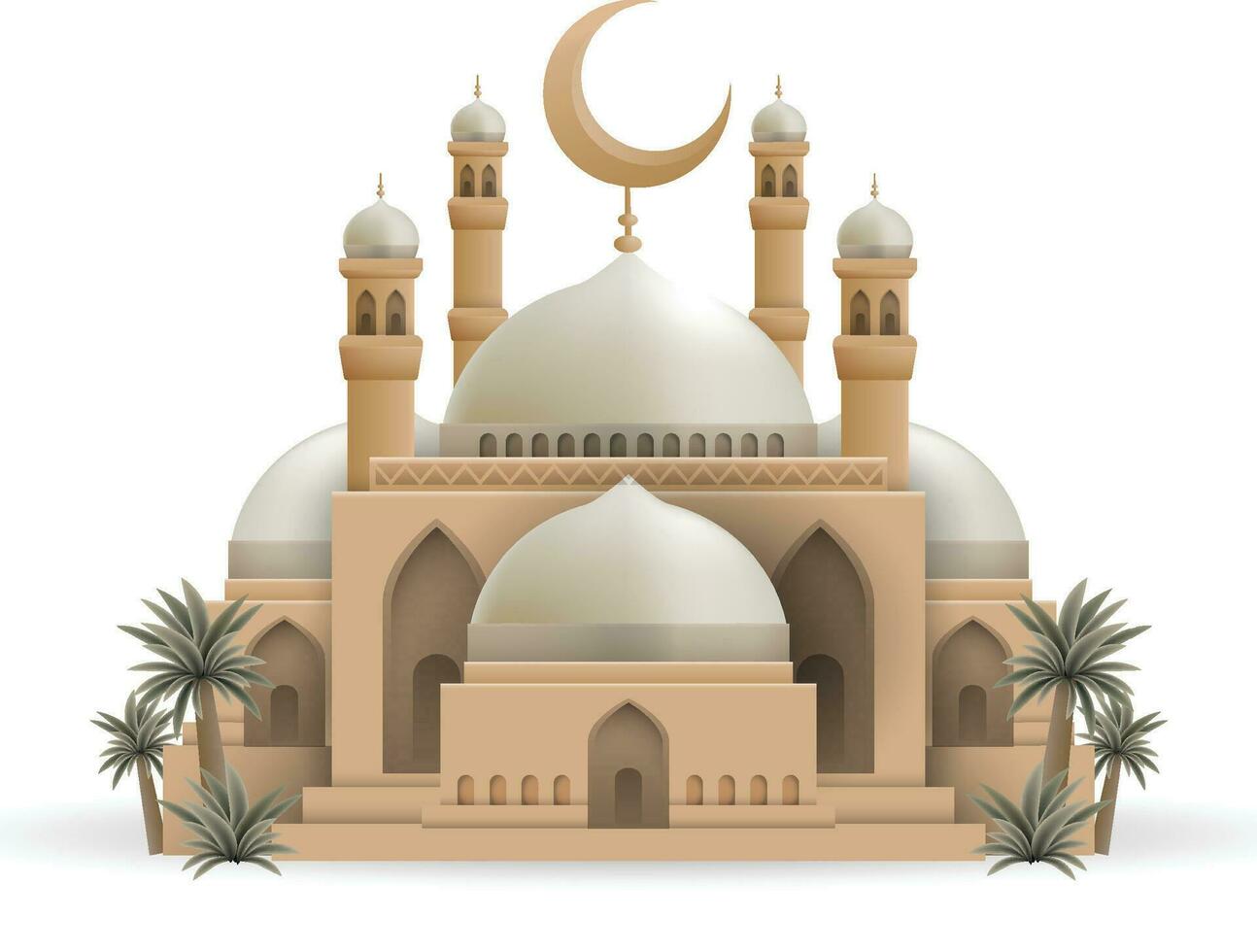 Mosque the Islamic building for prayer with pastel color vector