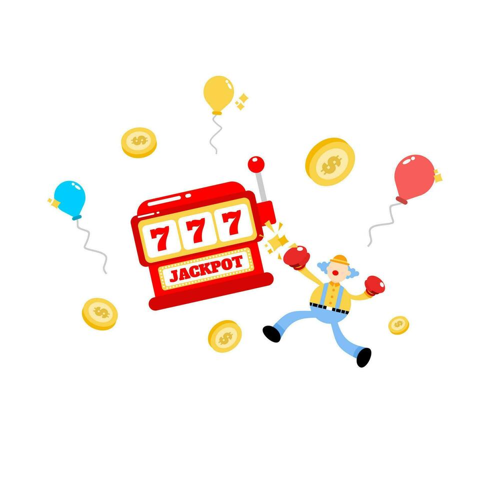 clown carnival punch casino slot game cartoon doodle flat design style vector illustration