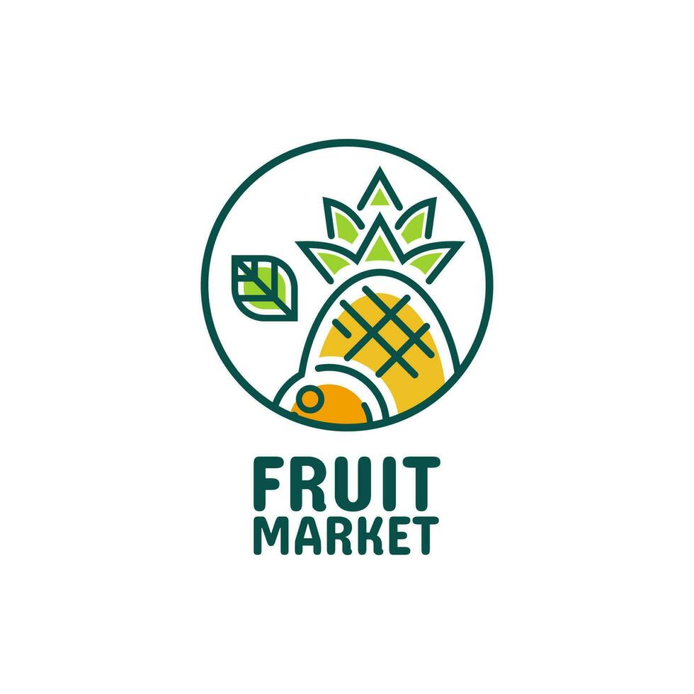 Fruta piña naranja limón jugo comida logo sencillo concepto diseño vector ilustración