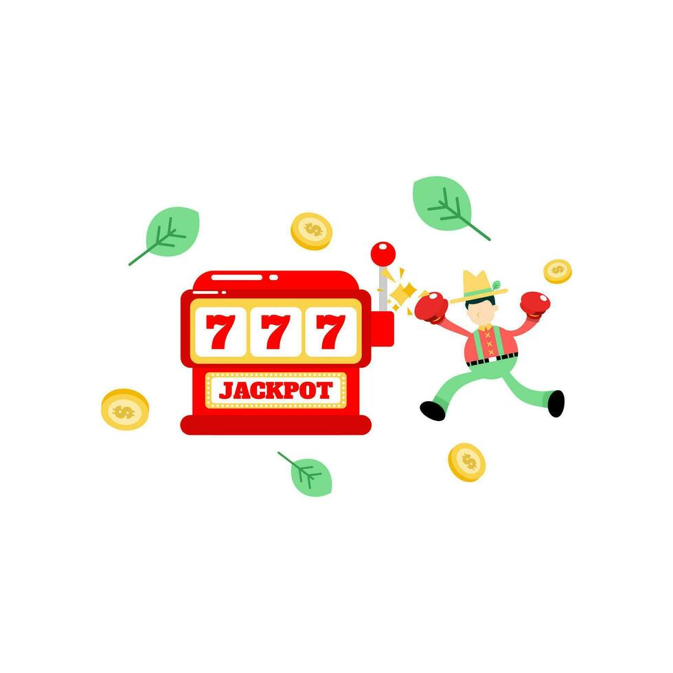 farmer man agriculture punch casino slot game cartoon doodle flat design style vector illustration