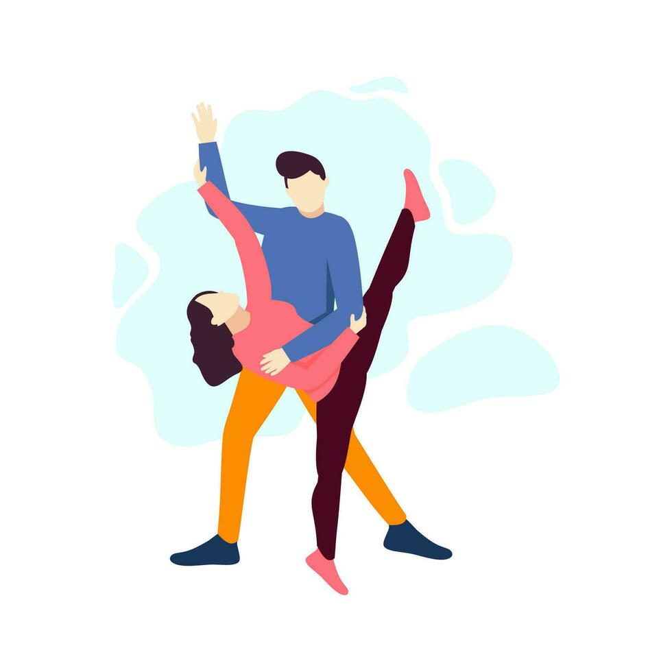 man and woman dance together couple love people character flat design vector illustration