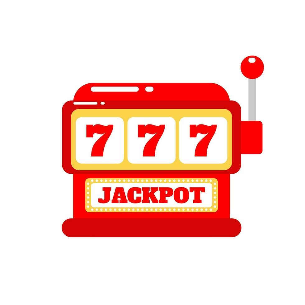 Gamble casino slot game machine cartoon doodle flat design style vector illustration