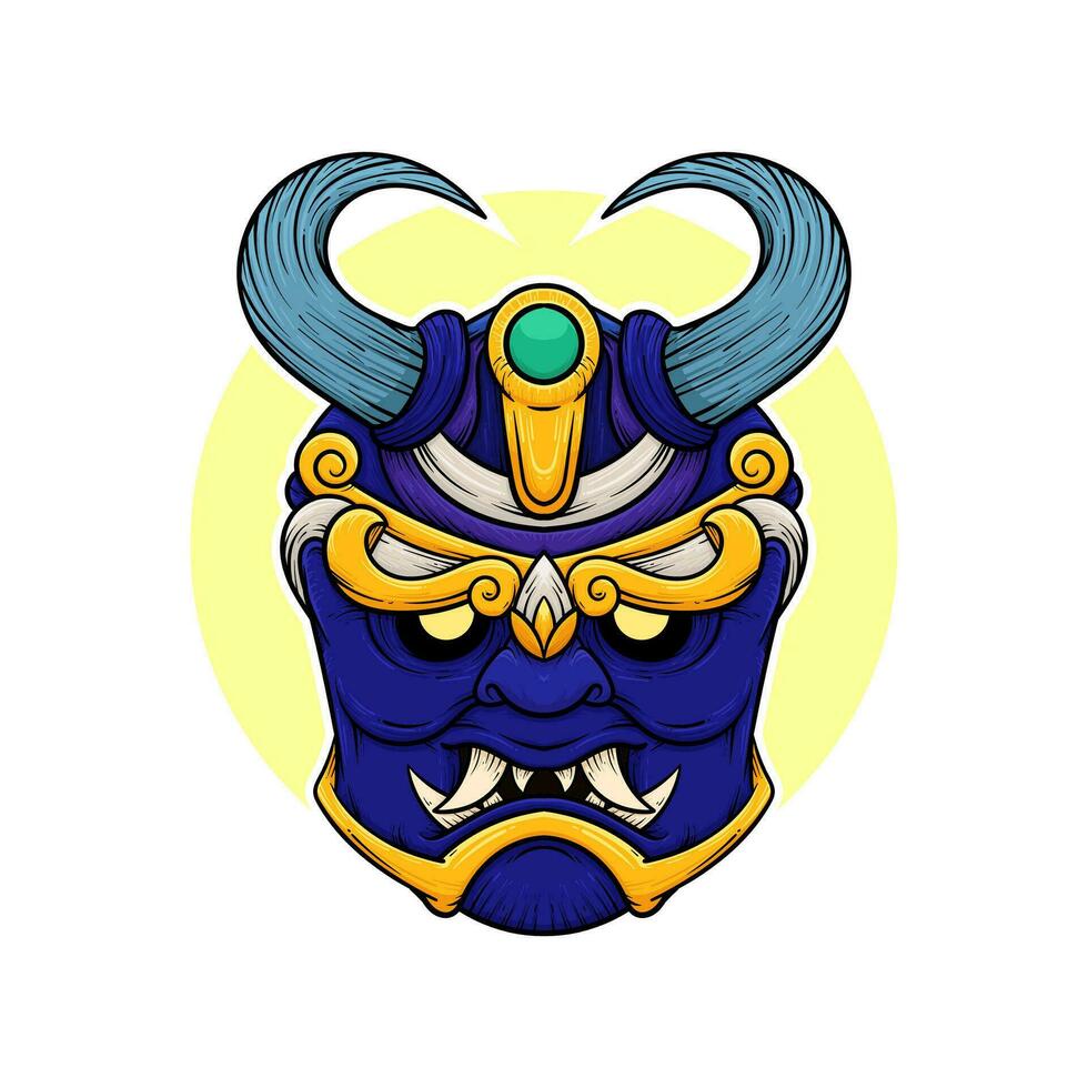 the traditional japanese demon oni mask illustration vector