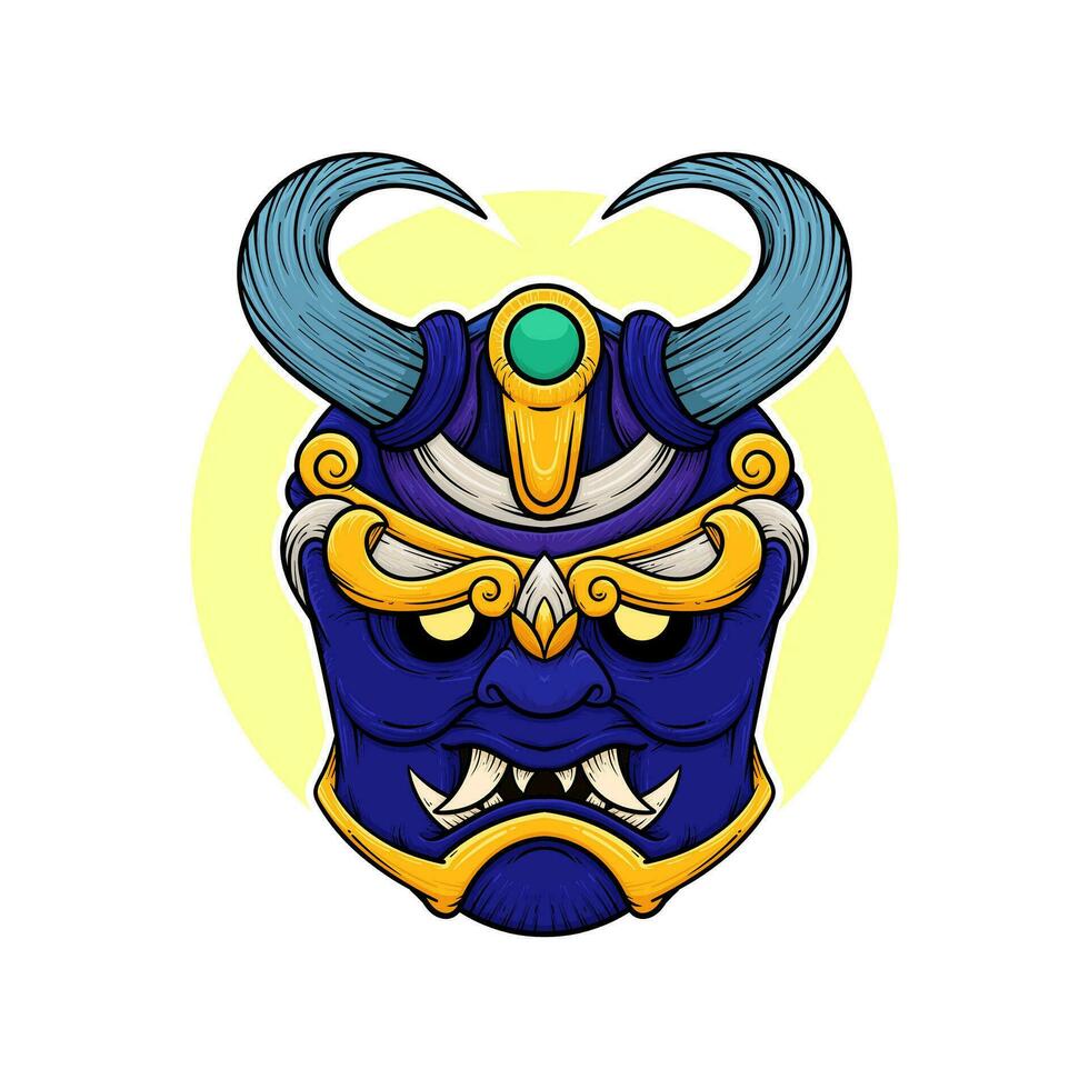 the traditional japanese demon oni mask illustration vector