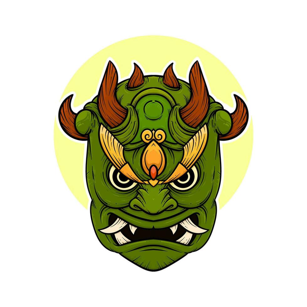 the traditional japanese demon oni mask illustration vector