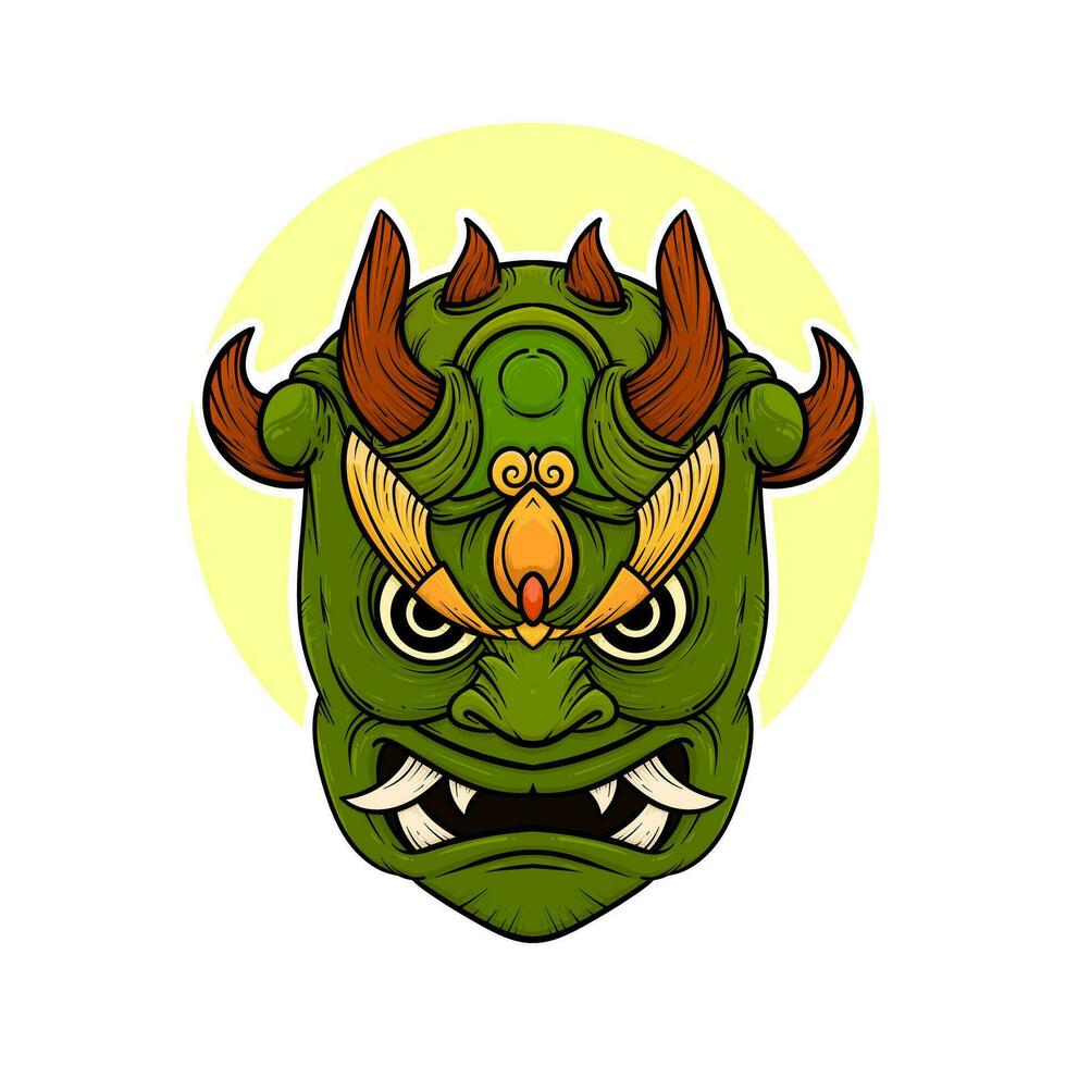 the traditional japanese demon oni mask illustration vector