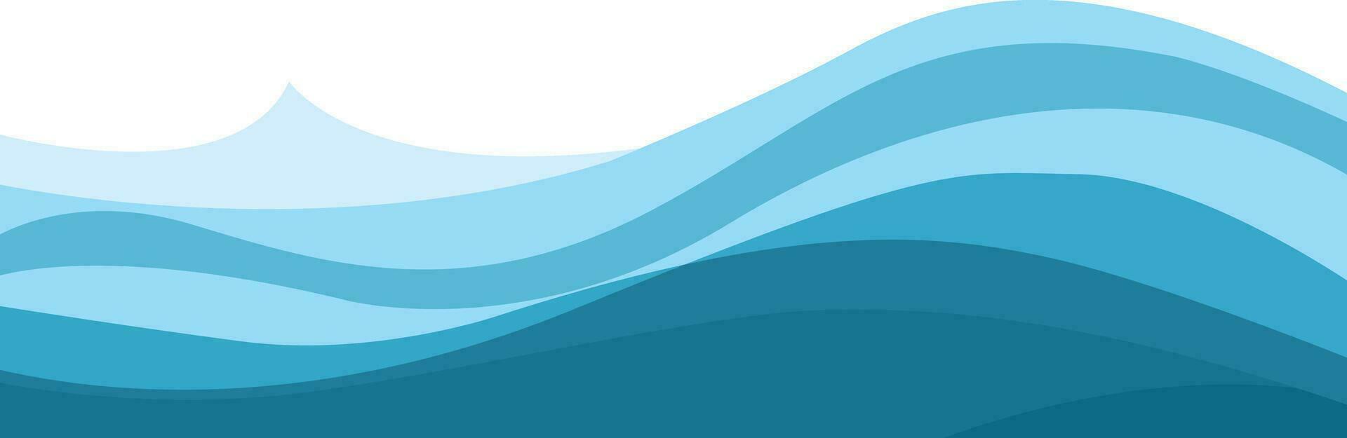 Abstract blue ocean waves background vector. Abstract sea waves background in a flat design style vector