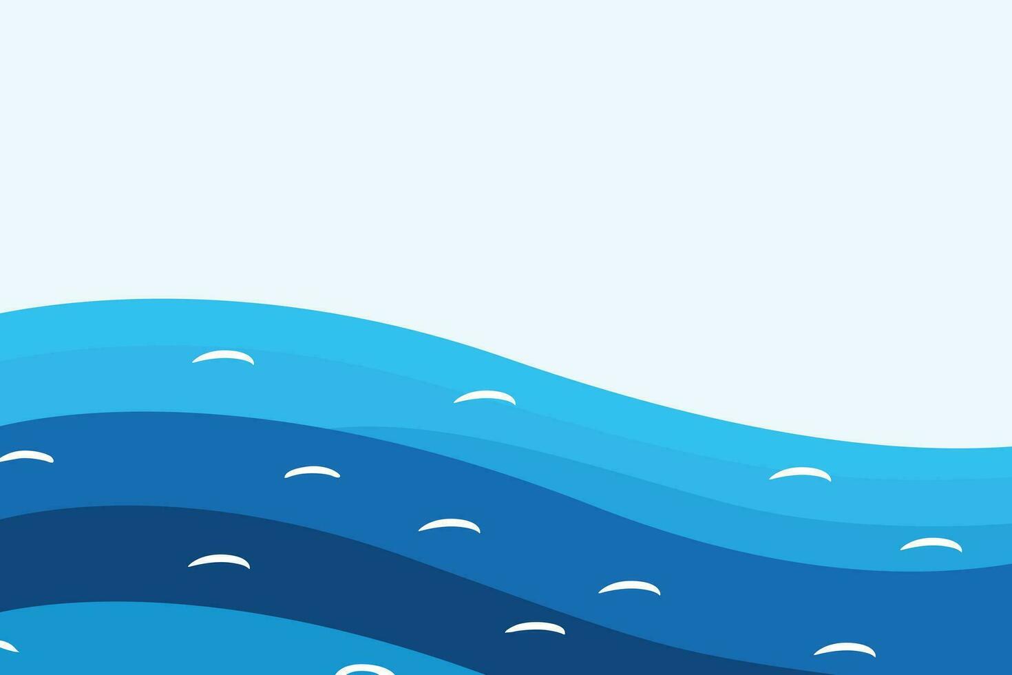 Abstract blue ocean waves background vector. Abstract sea waves background in a flat design style vector