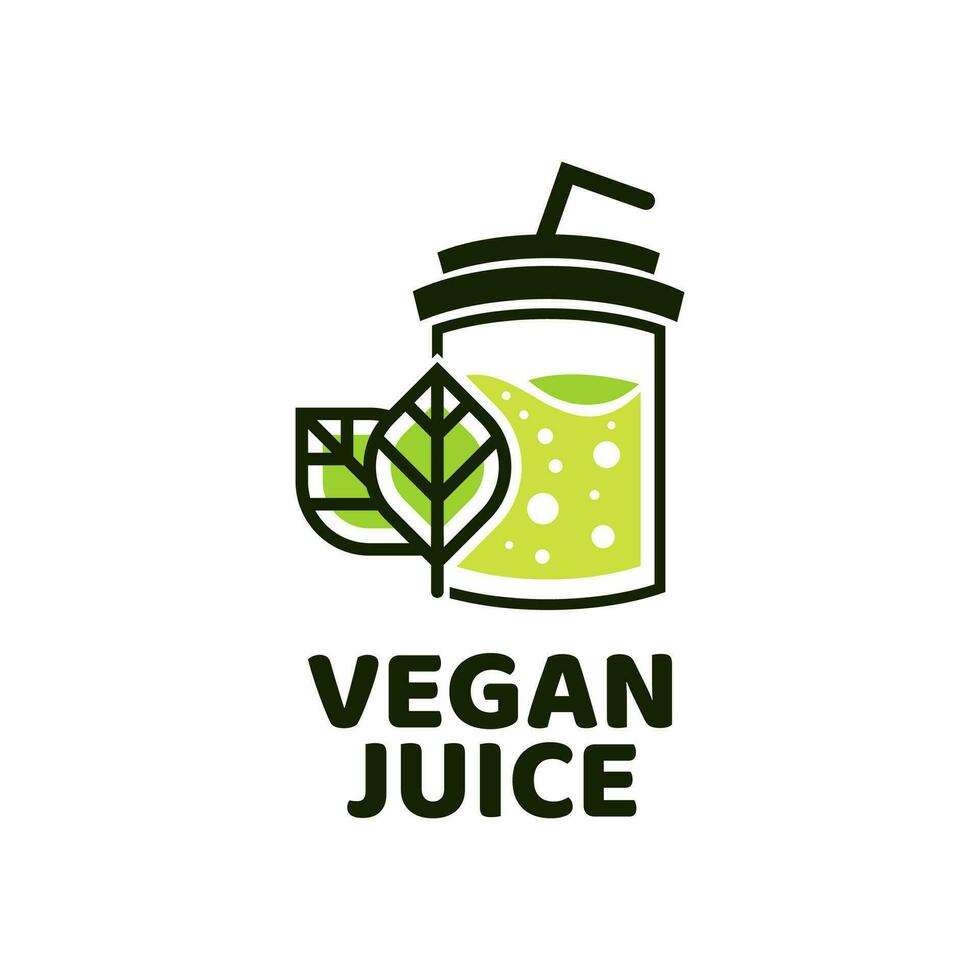 vegan vegetable Juice cup drink fruit smoothie cocktail logo concept design illustration vector