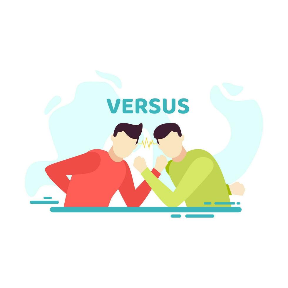 two man fight armwrestling game competition people character flat design vector illustration