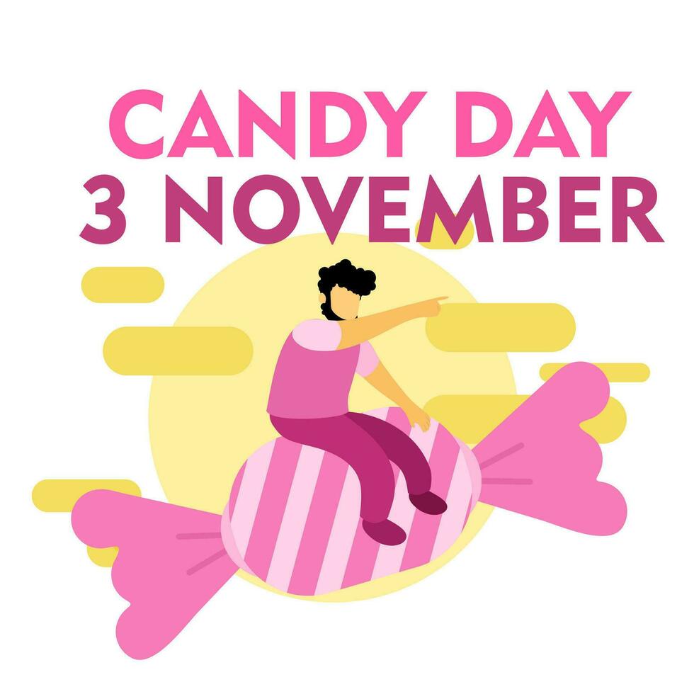 national sweet candy day cartoon doodle concept design vector illustration