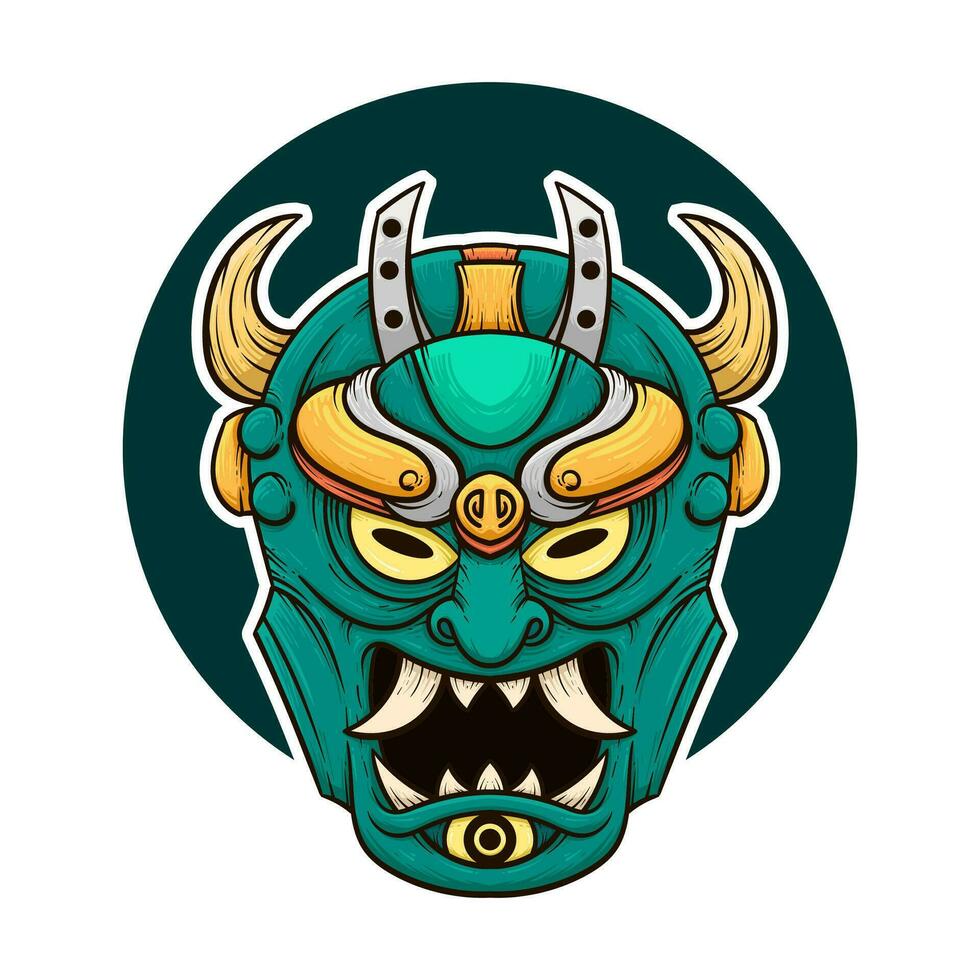 the traditional japanese demon oni mask illustration vector