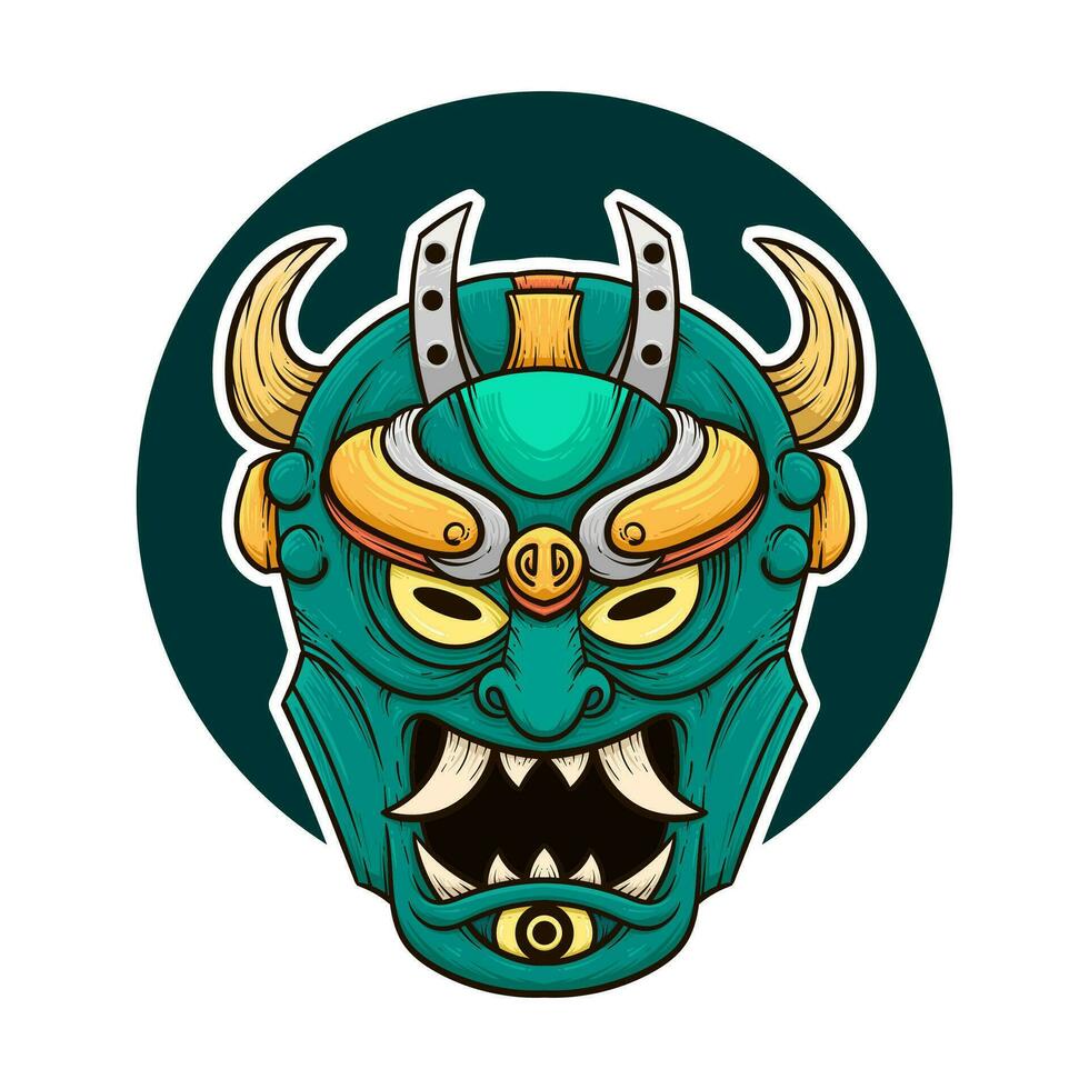 the traditional japanese demon oni mask illustration vector