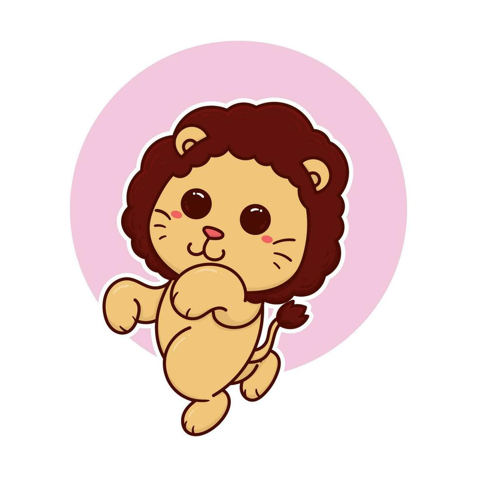 happy cute lion adorable cartoon doodle vector