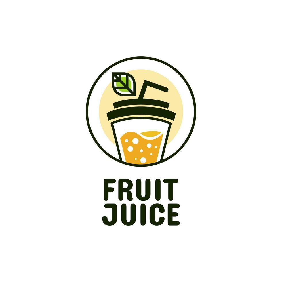 Juice cup drink fruit smoothie cocktail logo concept design illustration vector