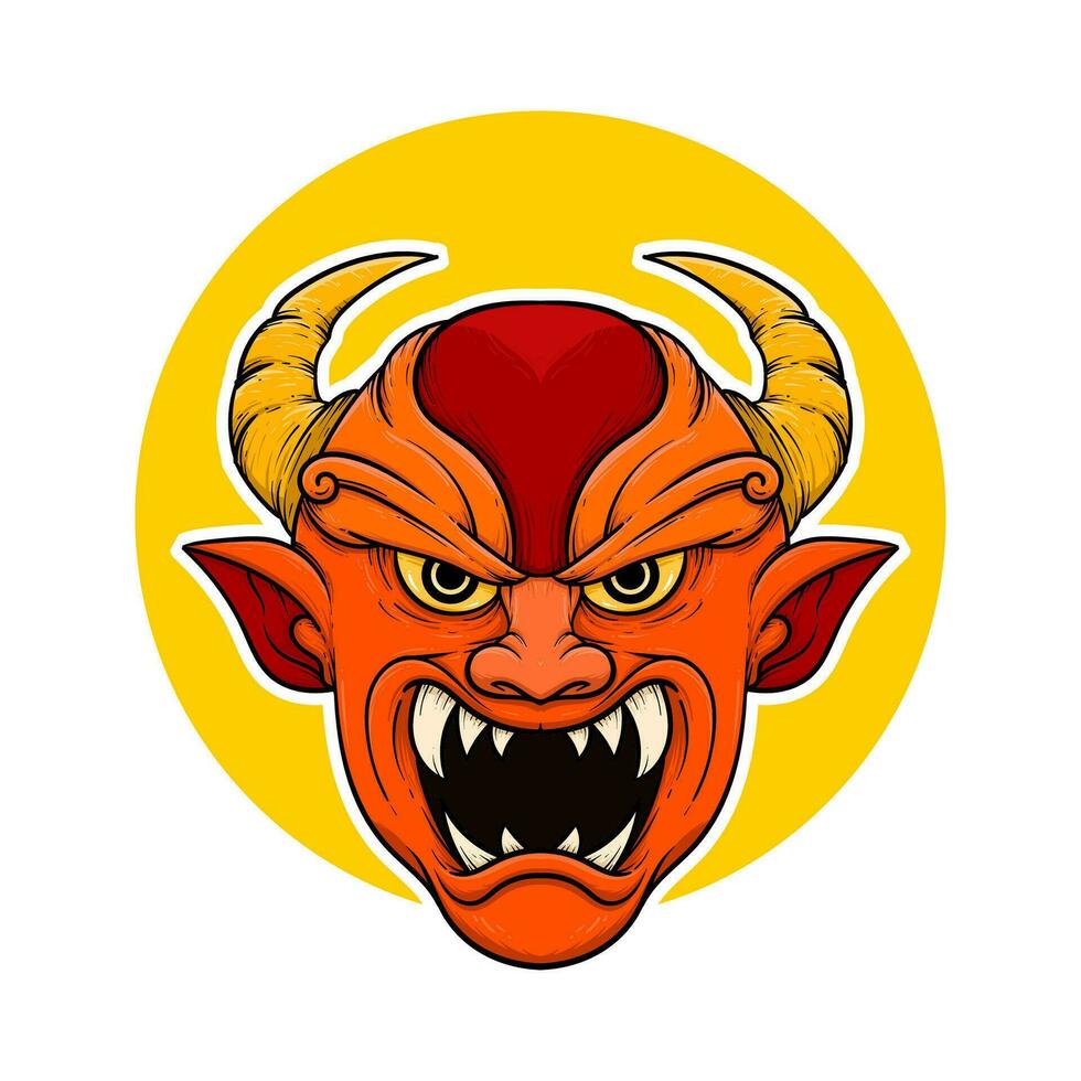 the traditional japanese demon oni mask illustration vector