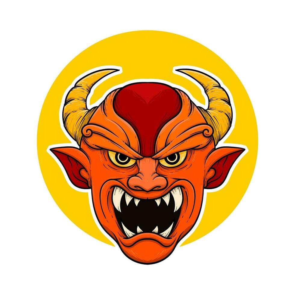 the traditional japanese demon oni mask illustration vector