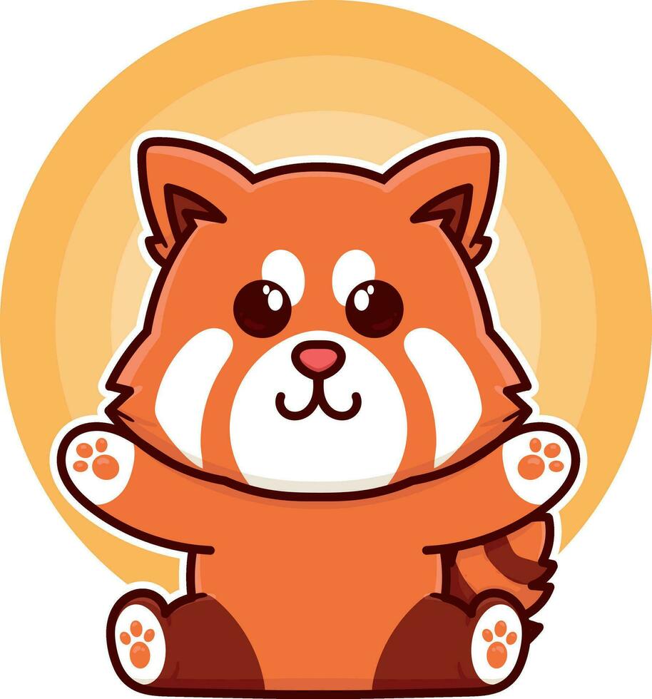 contento rojo panda adorable dibujos animados garabatear vector ilustración plano diseño estilo