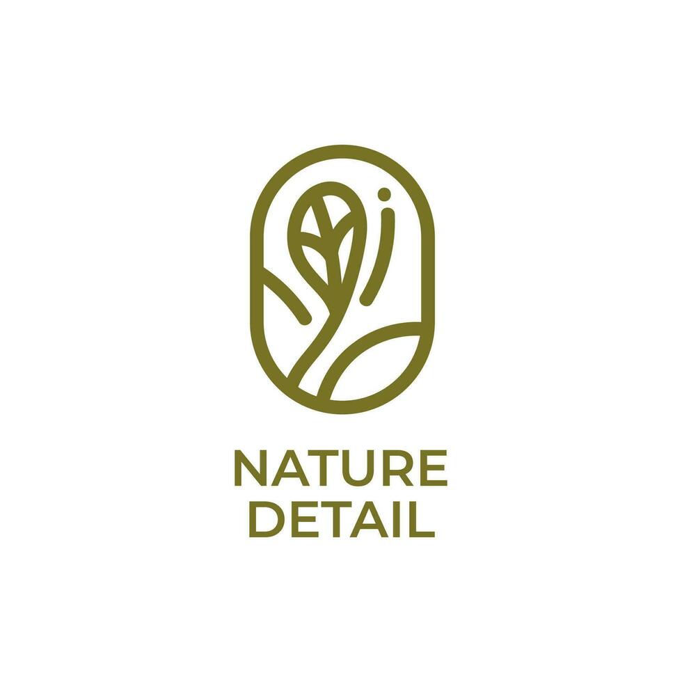 plant nature round oval logo concept design illustration vector