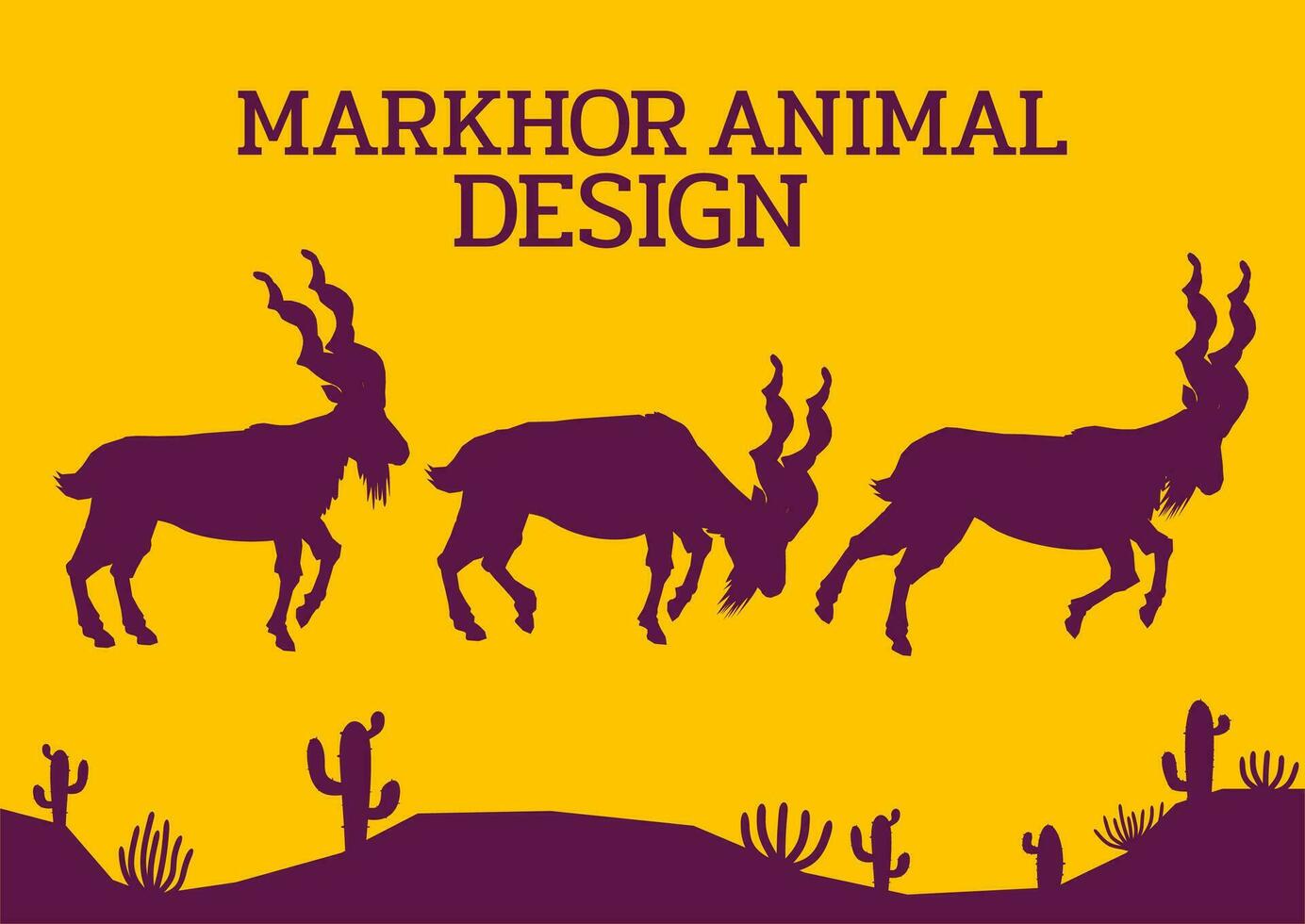 mountain goat markhor endemic animal silhouette flat design vector illustration