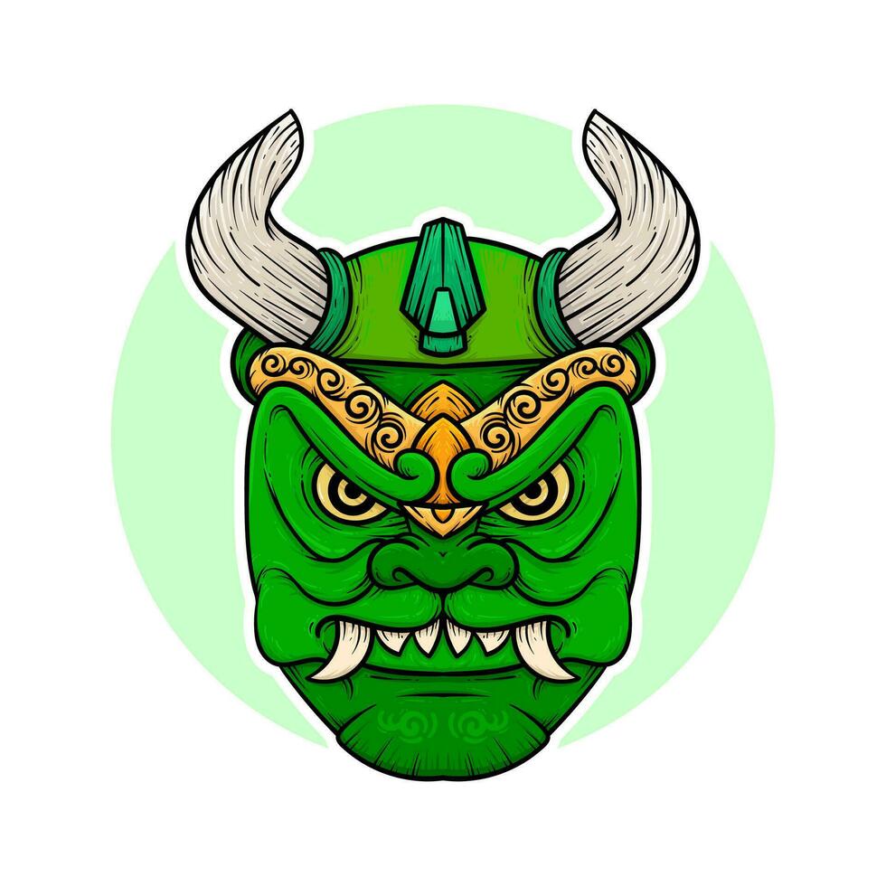 the traditional japanese demon oni mask illustration vector