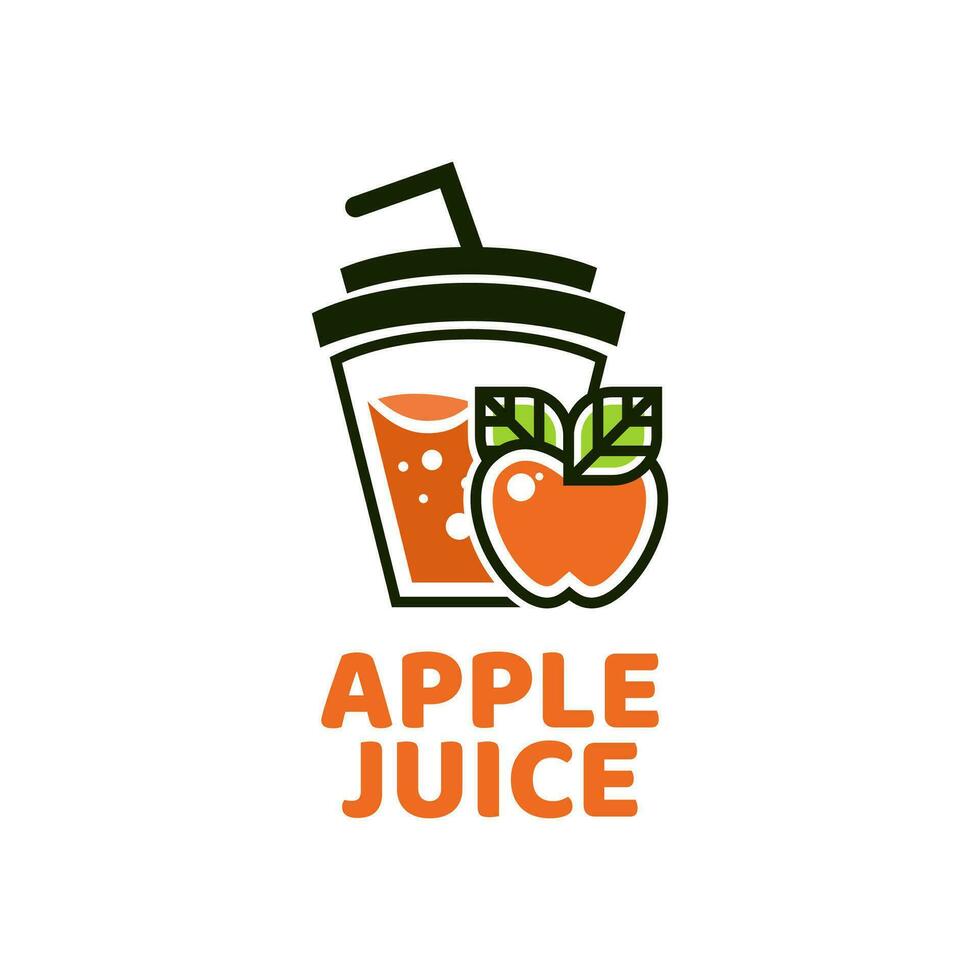 apple Juice cup drink fruit smoothie cocktail logo concept design illustration vector