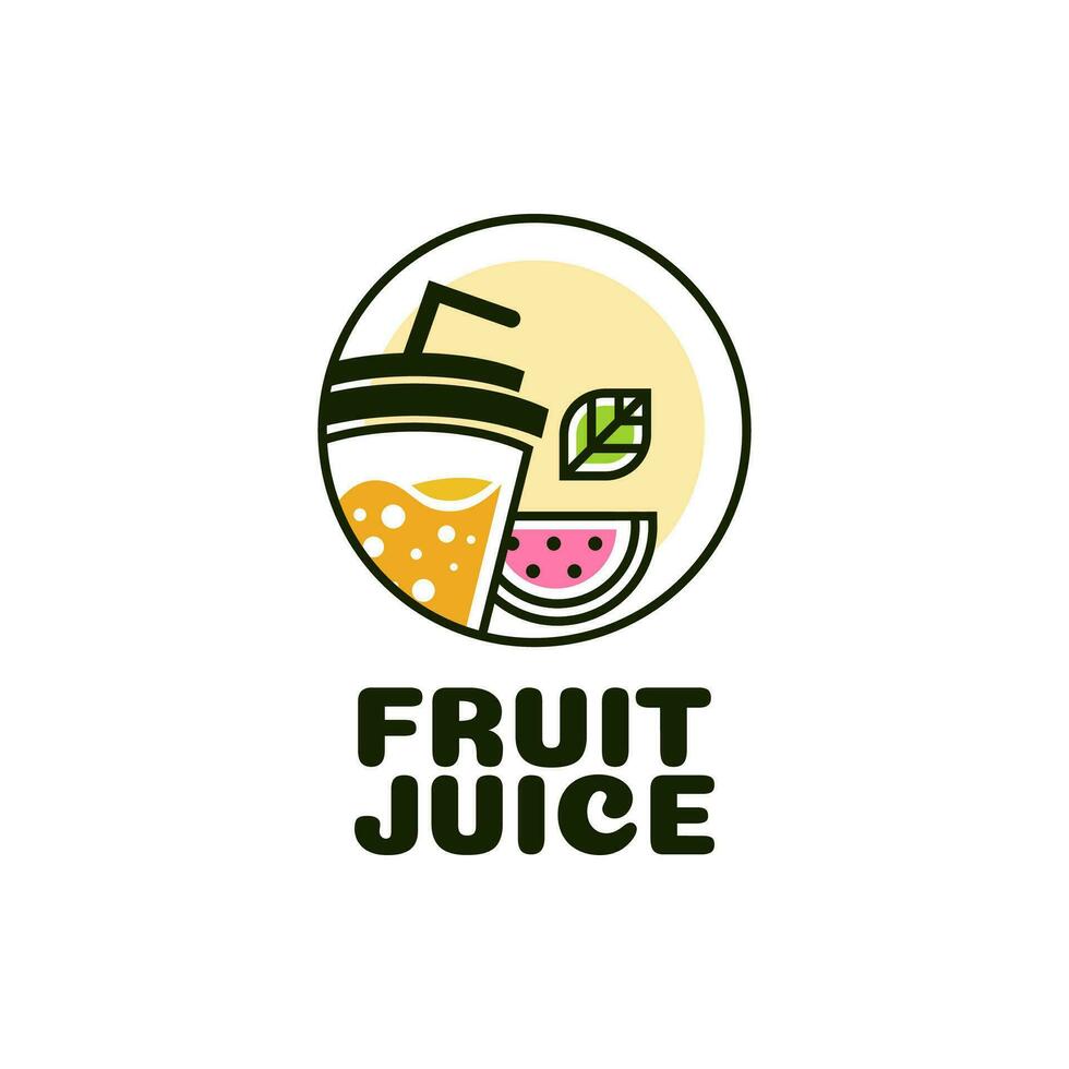 Juice cup drink fruit smoothie cocktail logo concept design illustration vector