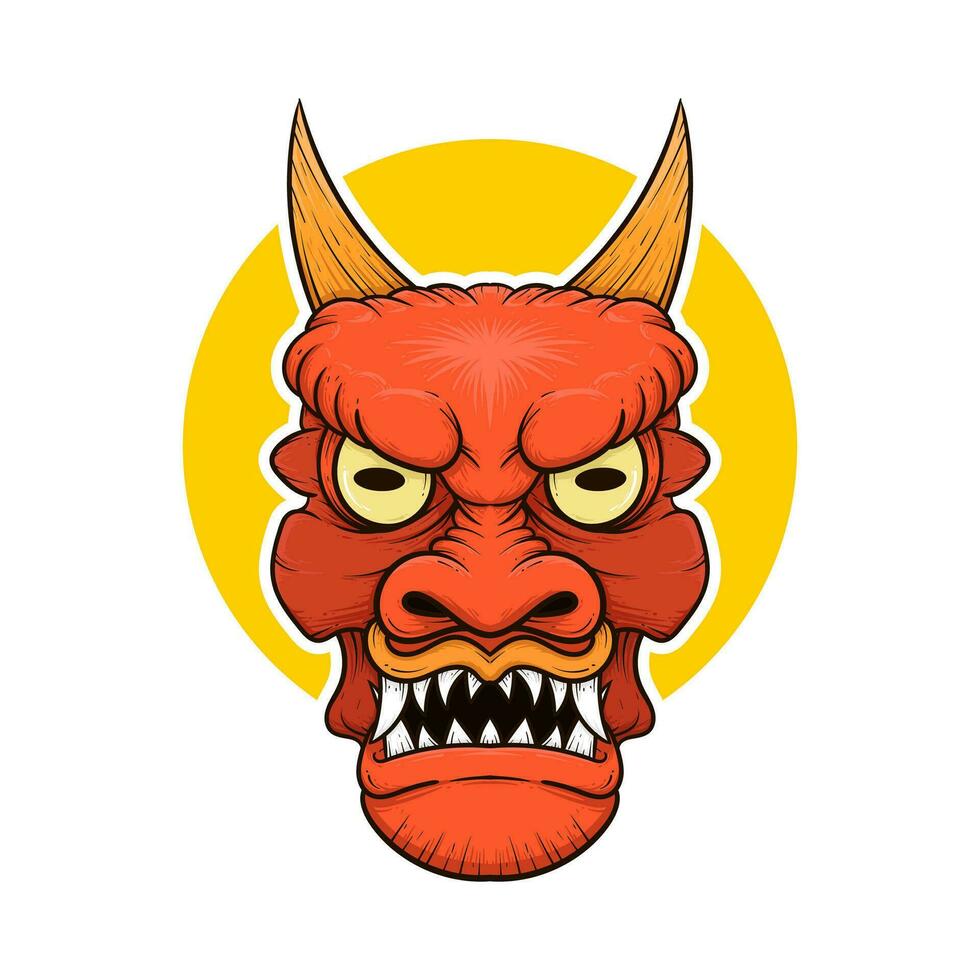 the traditional japanese demon oni mask illustration vector