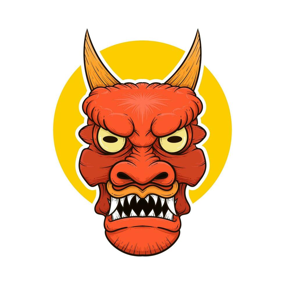 the traditional japanese demon oni mask illustration vector