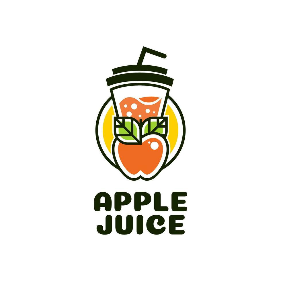 apple Juice cup drink fruit smoothie cocktail logo concept design illustration vector