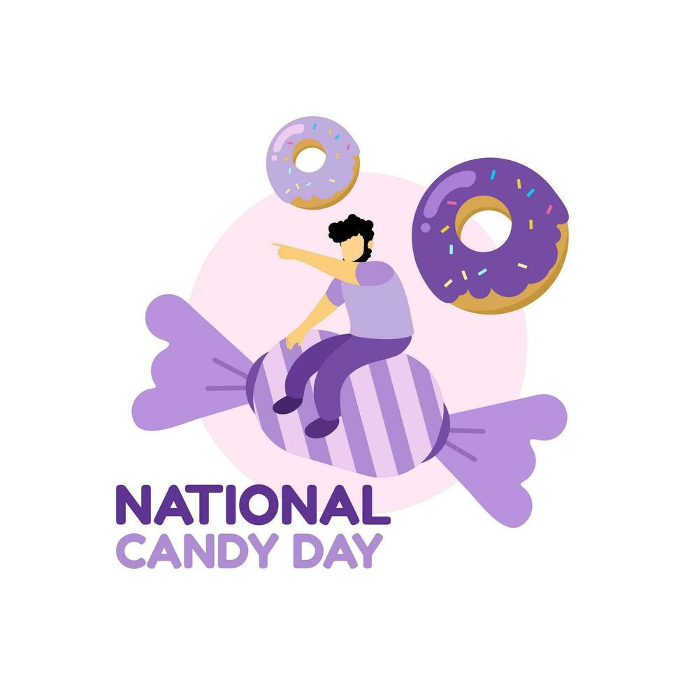 national sweet candy day cartoon doodle concept design vector illustration