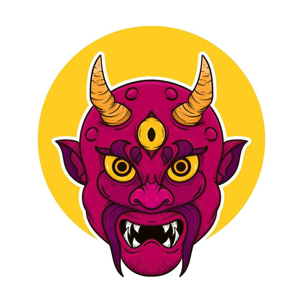 the traditional japanese demon oni mask illustration vector