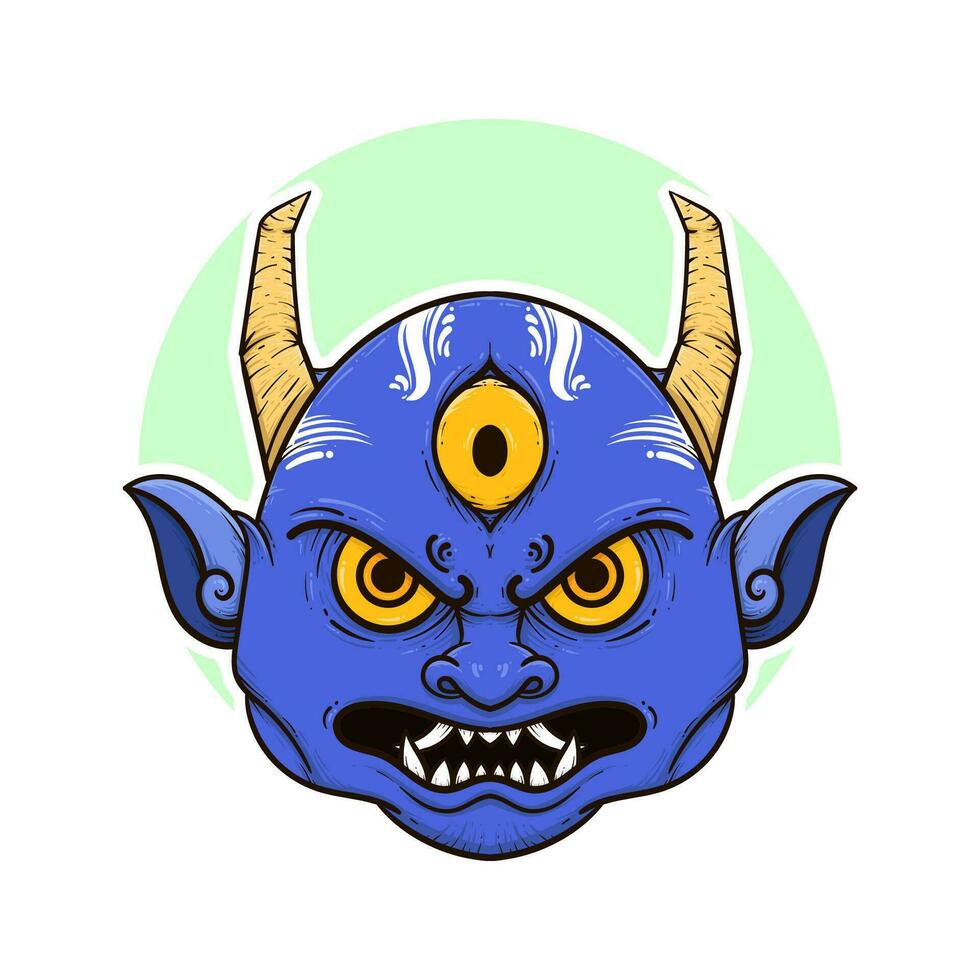 the traditional japanese demon oni mask illustration vector