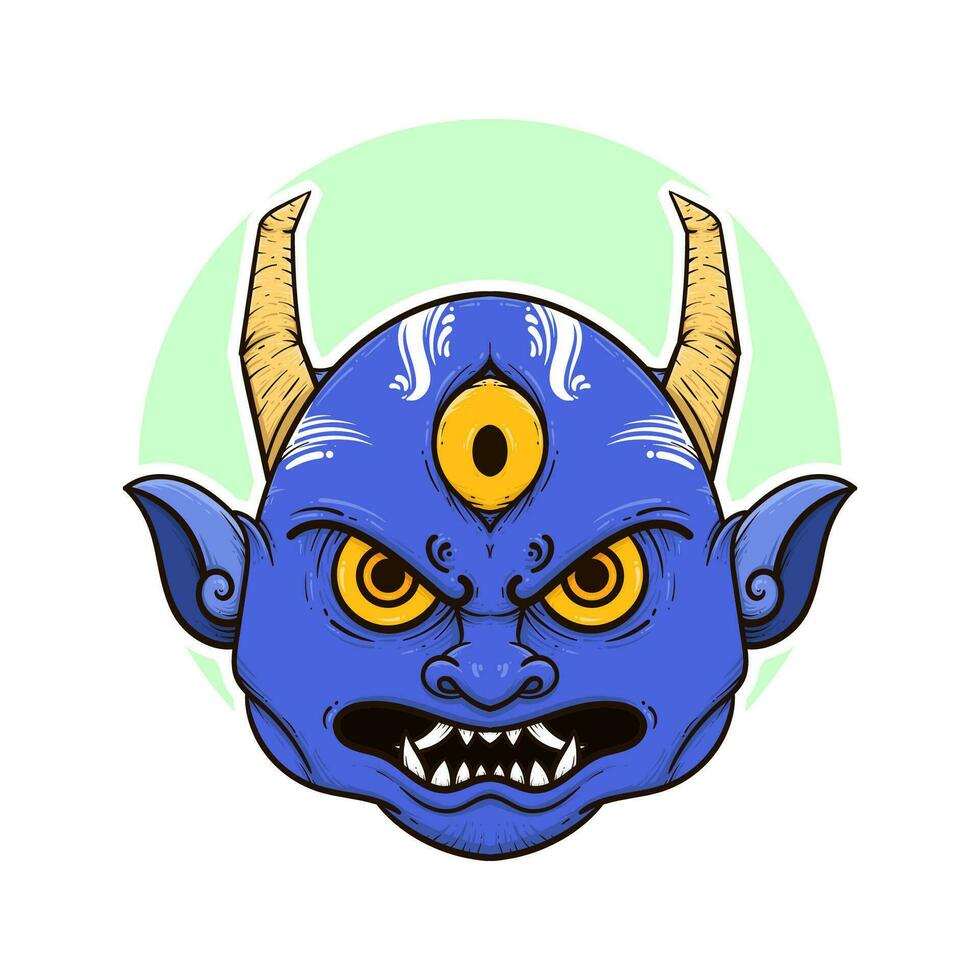 the traditional japanese demon oni mask illustration vector