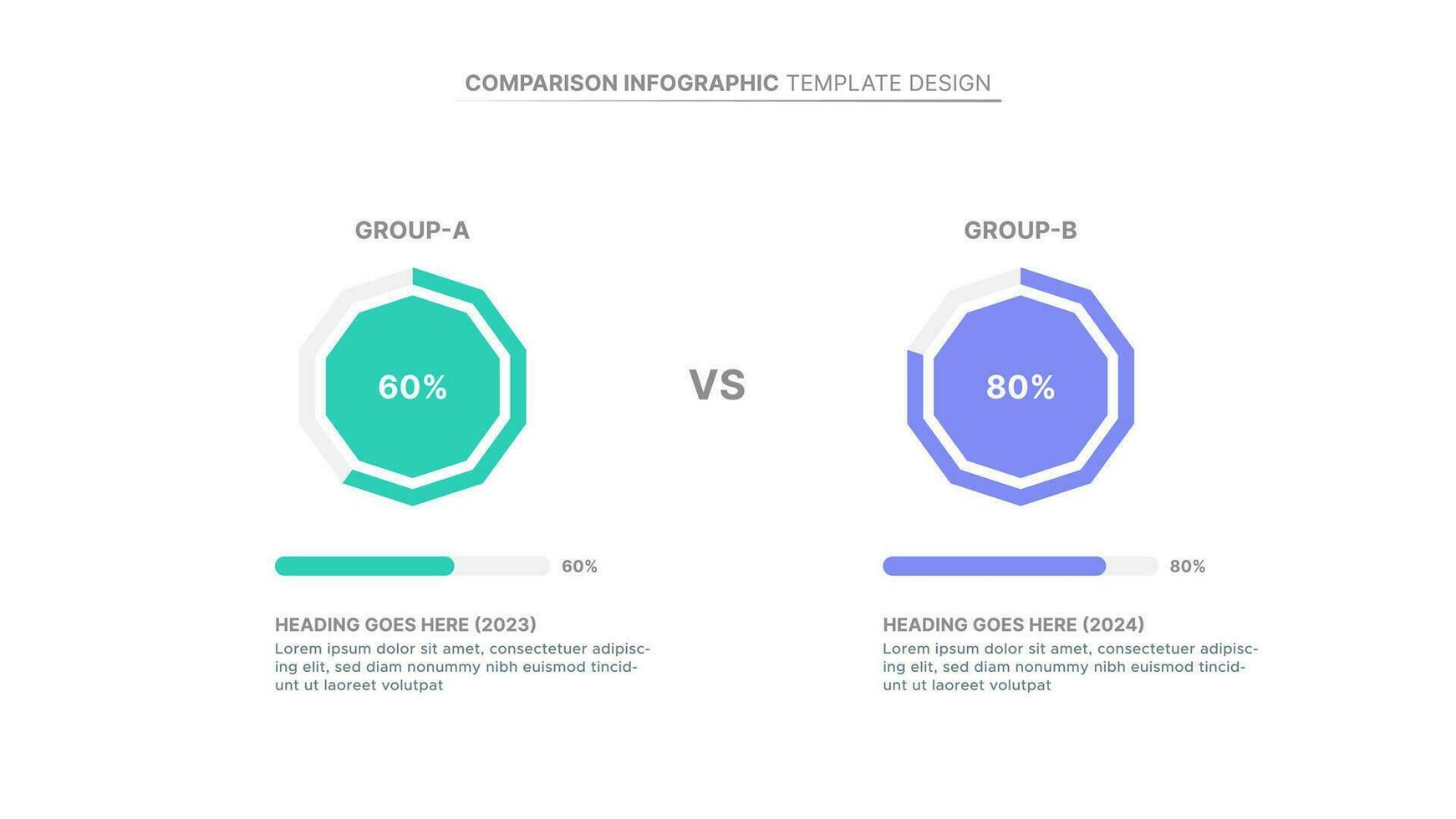 Progress Report Comparison Infographic Design Template vector