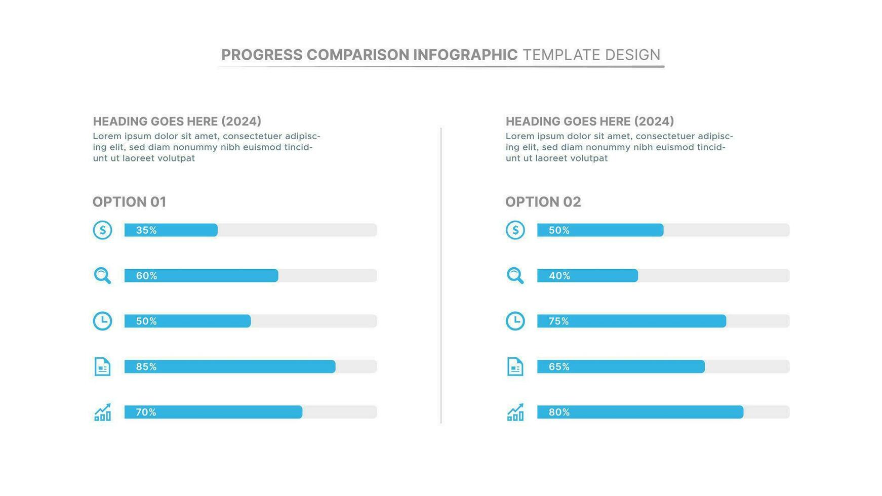 Modern Bar Chart Progress Comparison Infographic Design Template vector