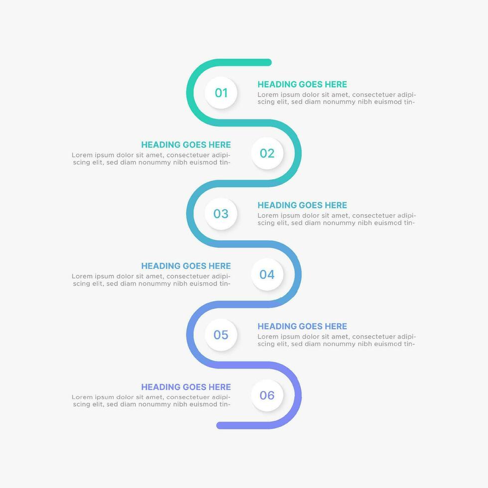 Circle Round Wave Infographic Design Template with Six Options vector