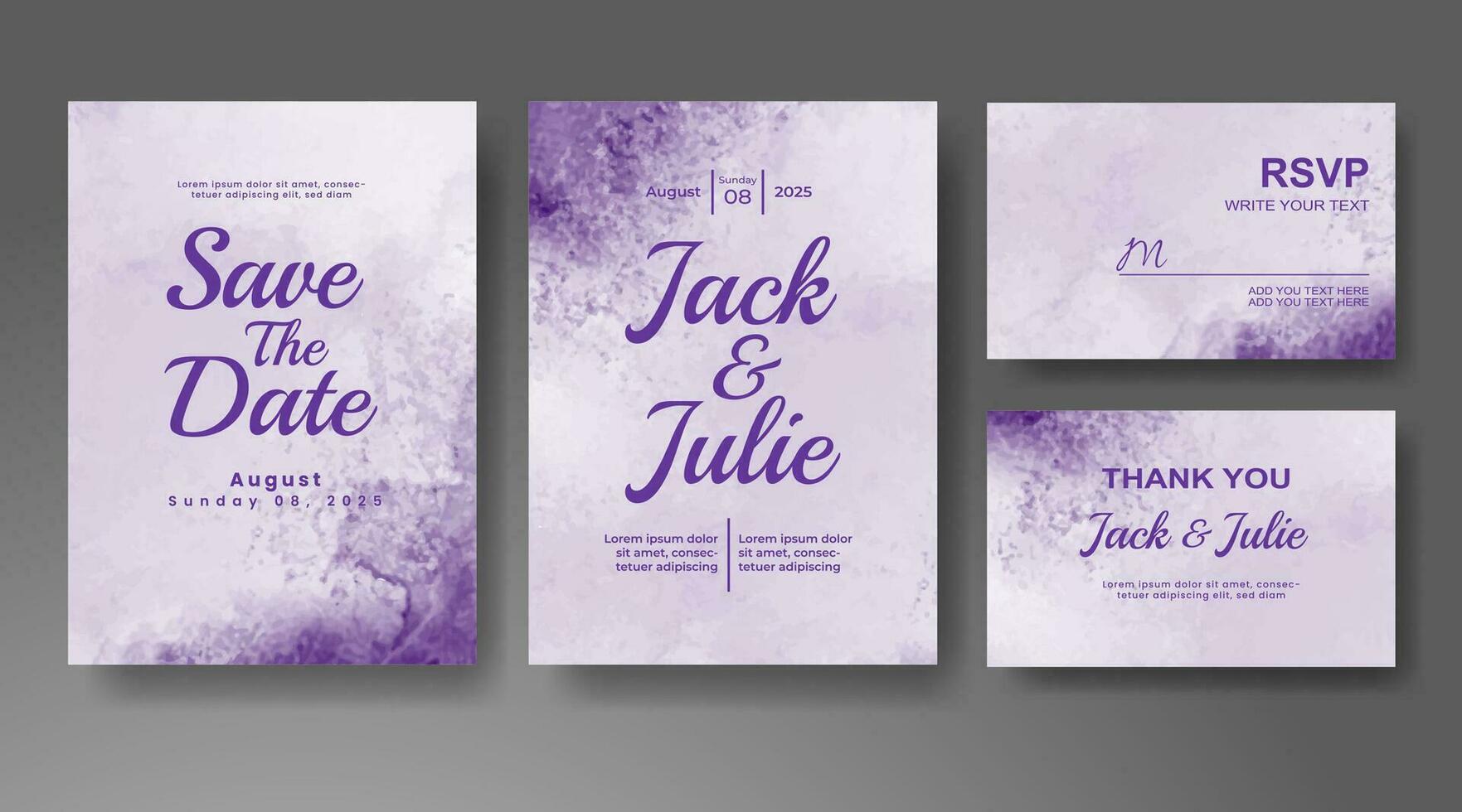 Wedding invitation with abstract watercolor background vector